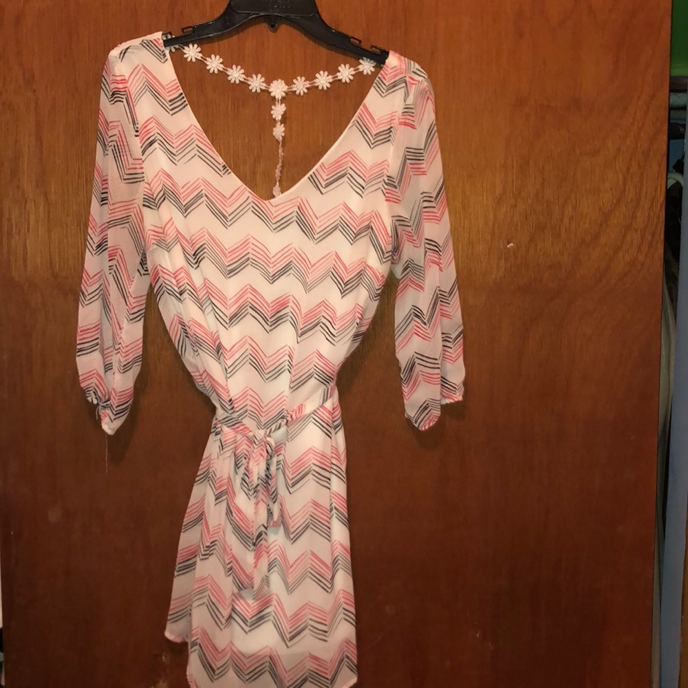 Charlotte Russe White Pink and Black Dress